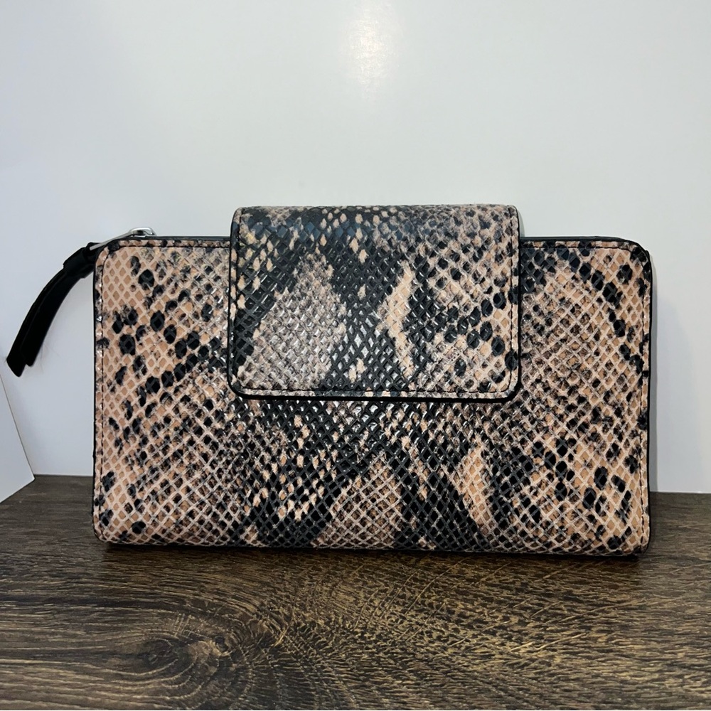 All Saints Daubeney Leather Embossed Wallet in Snake